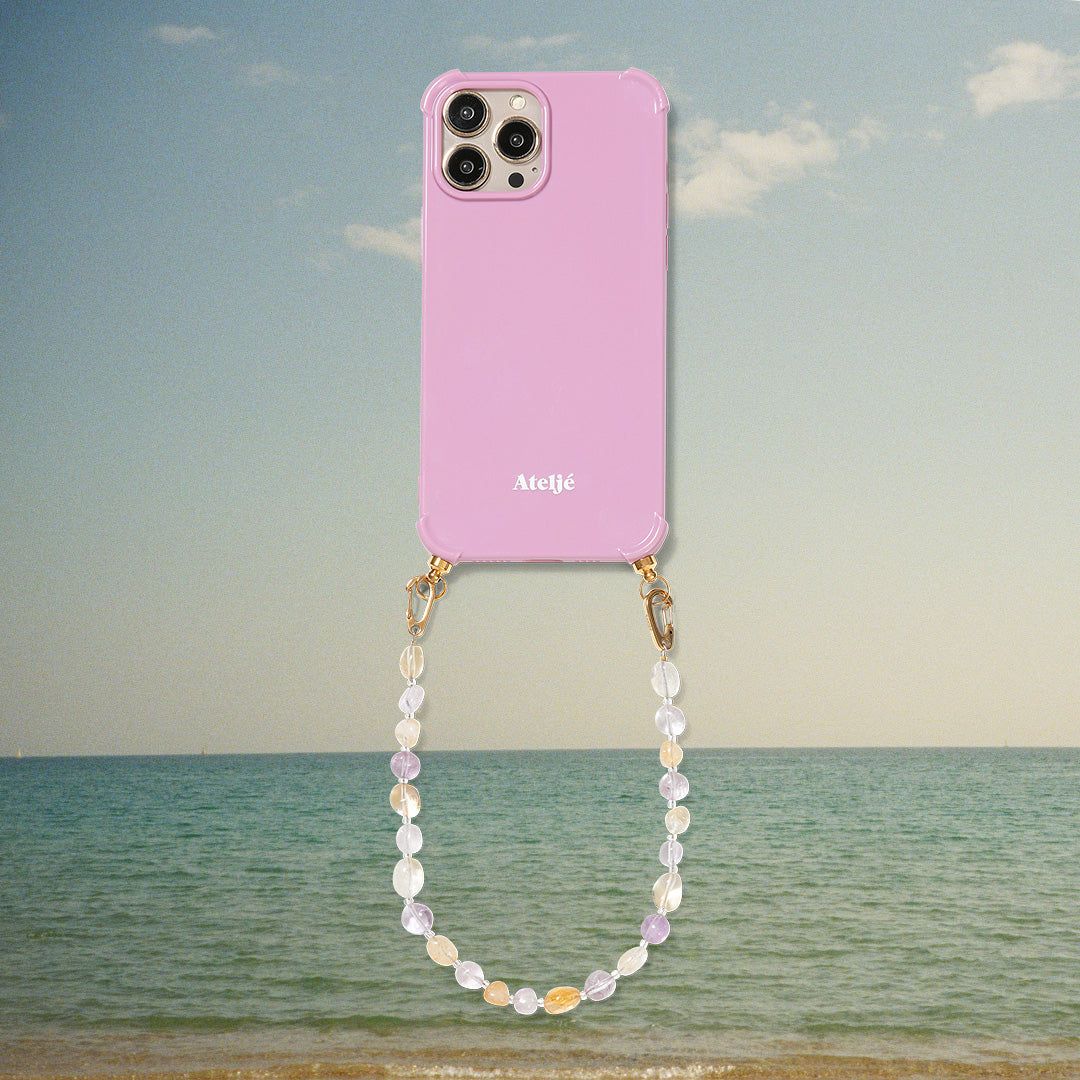 Vintage pink recycled case with Golden sand cord