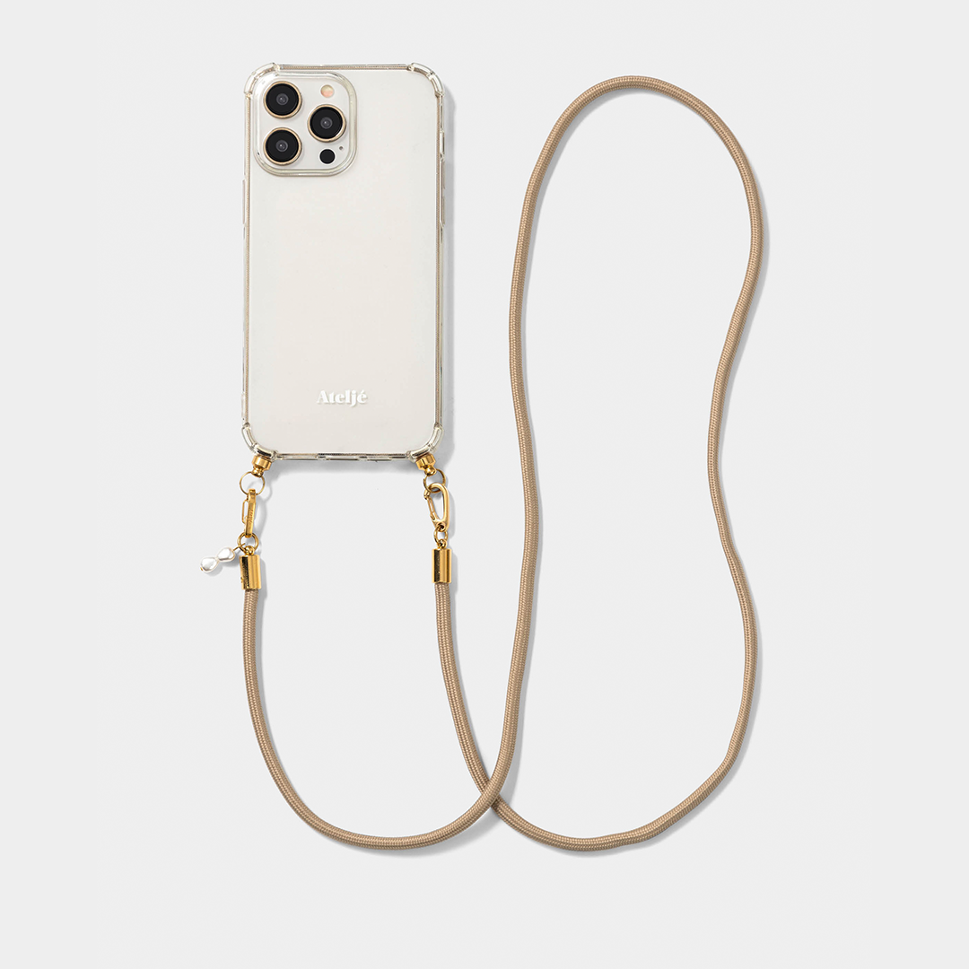Transparent recycled iPhone case with Dune cord