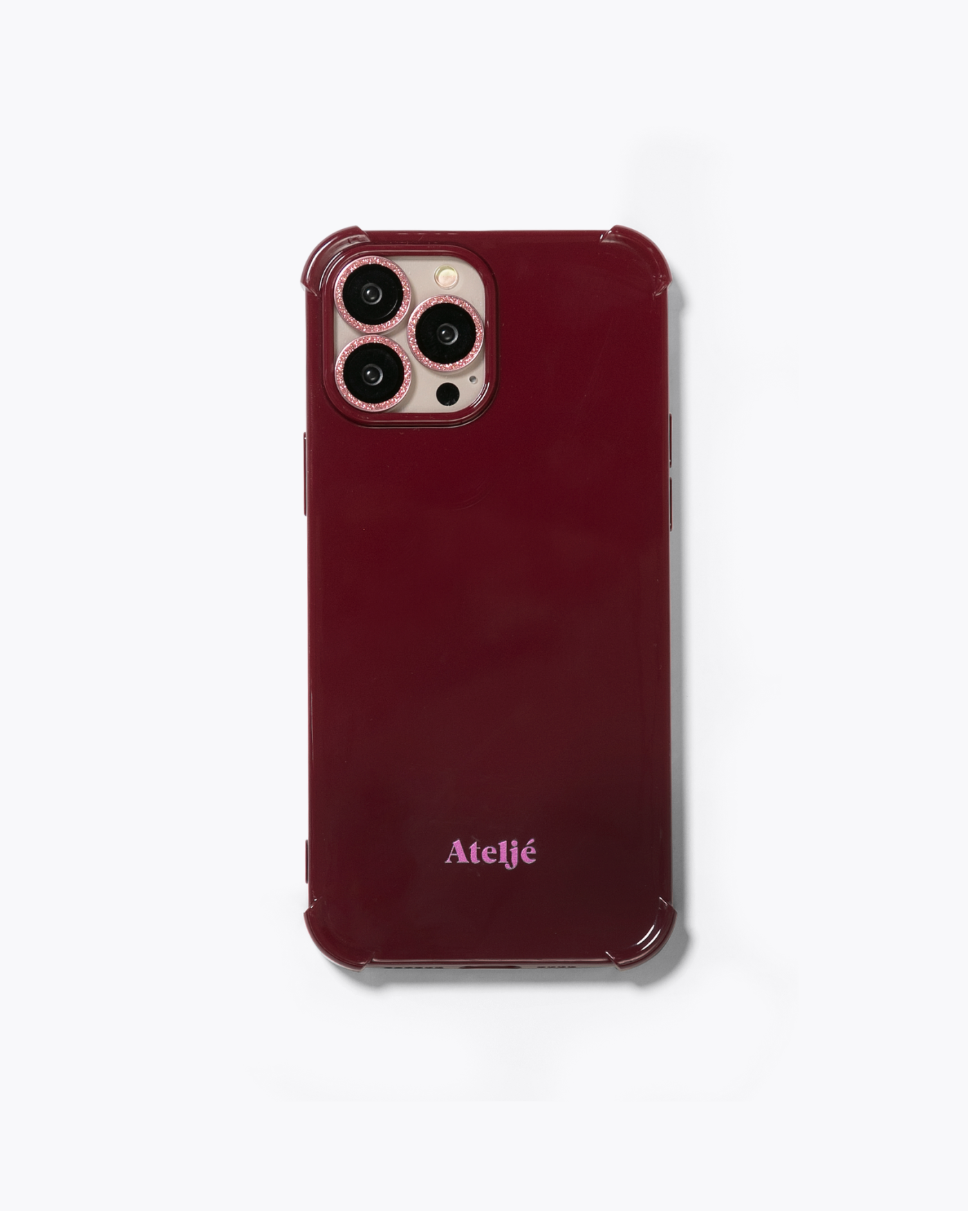 Robuste, bordeauxrote iPhone-Hülle aus Recyclingmaterial – ohne Ringe