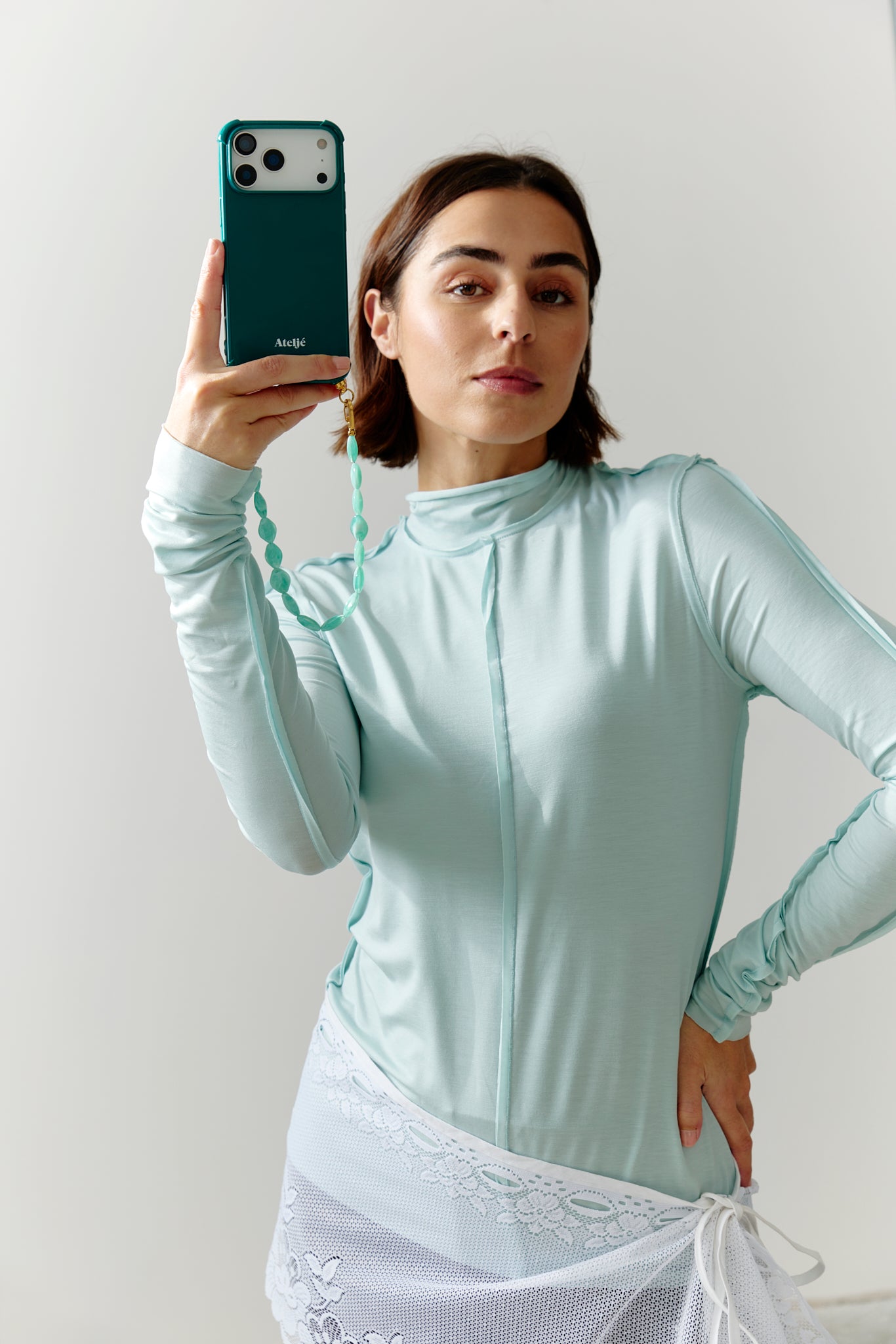 Teal recycled iPhone case - no cord