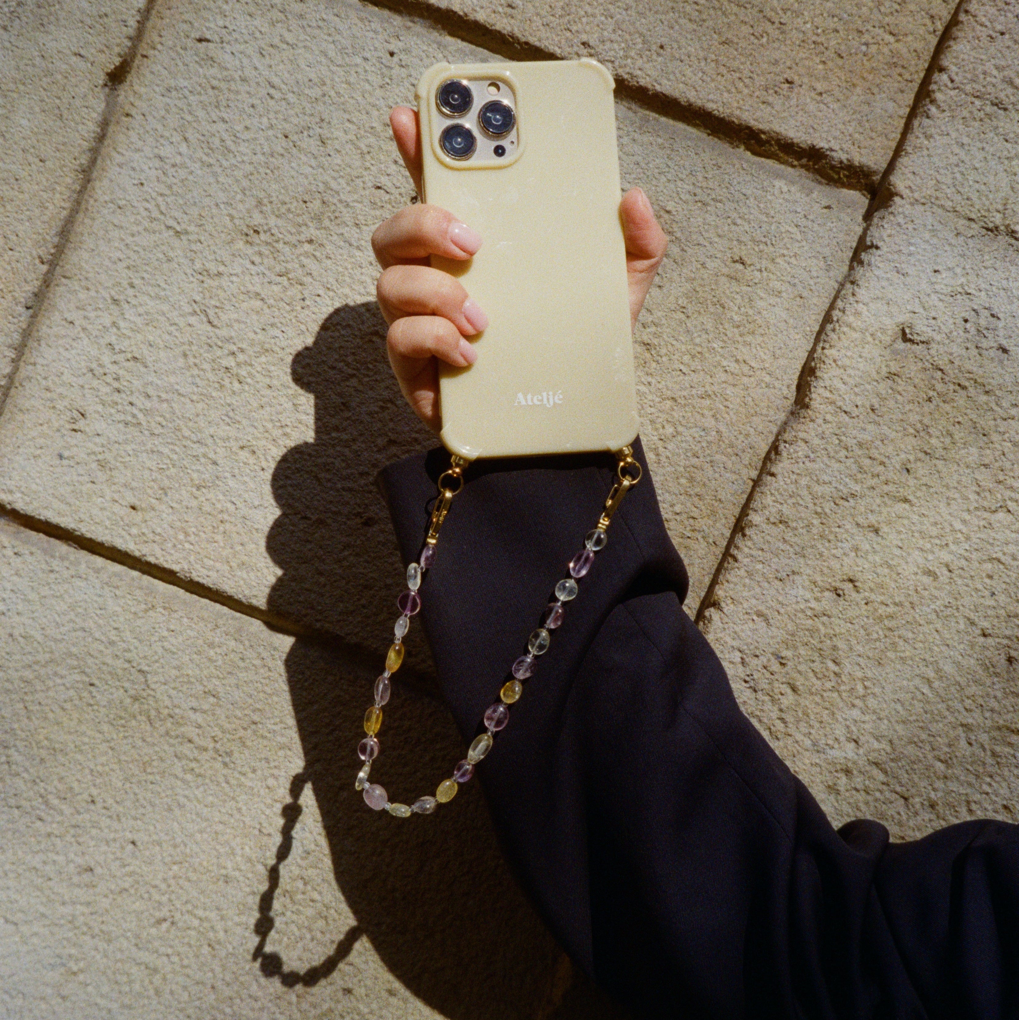 Butter yellow recycled case with Golden sand cord