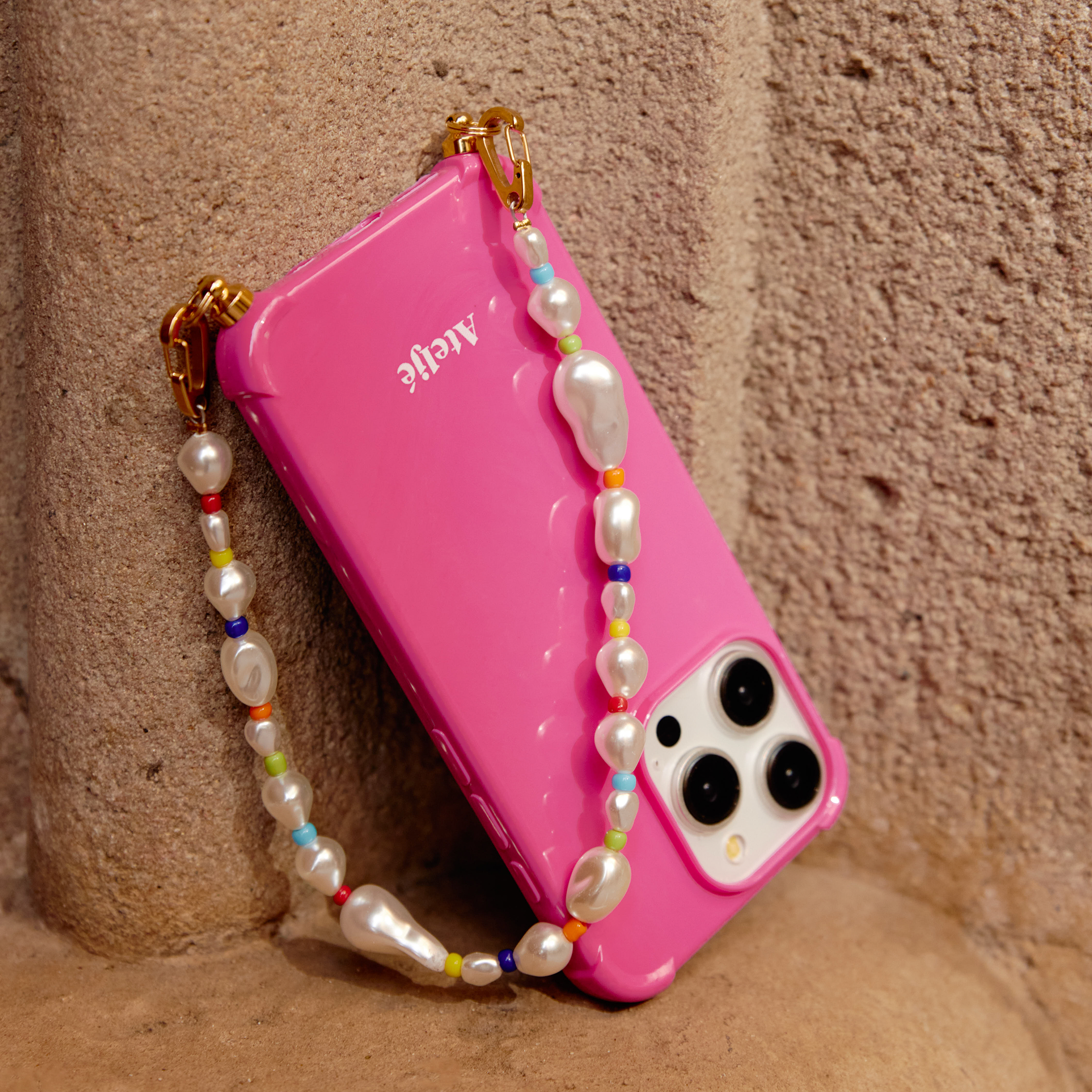 Poppy pink recycled iPhone case - no cord