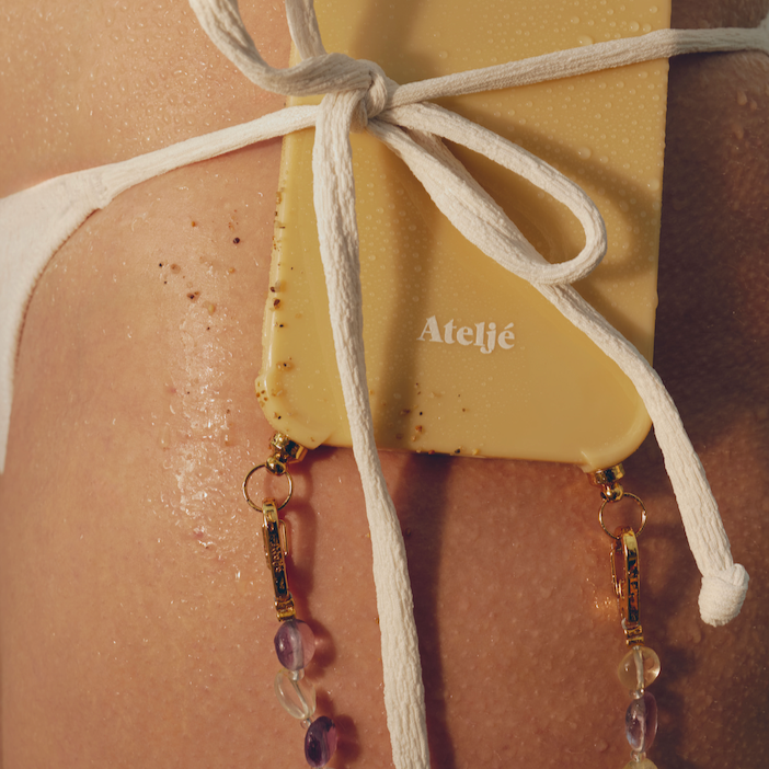 Butter yellow recycled case with Golden sand cord