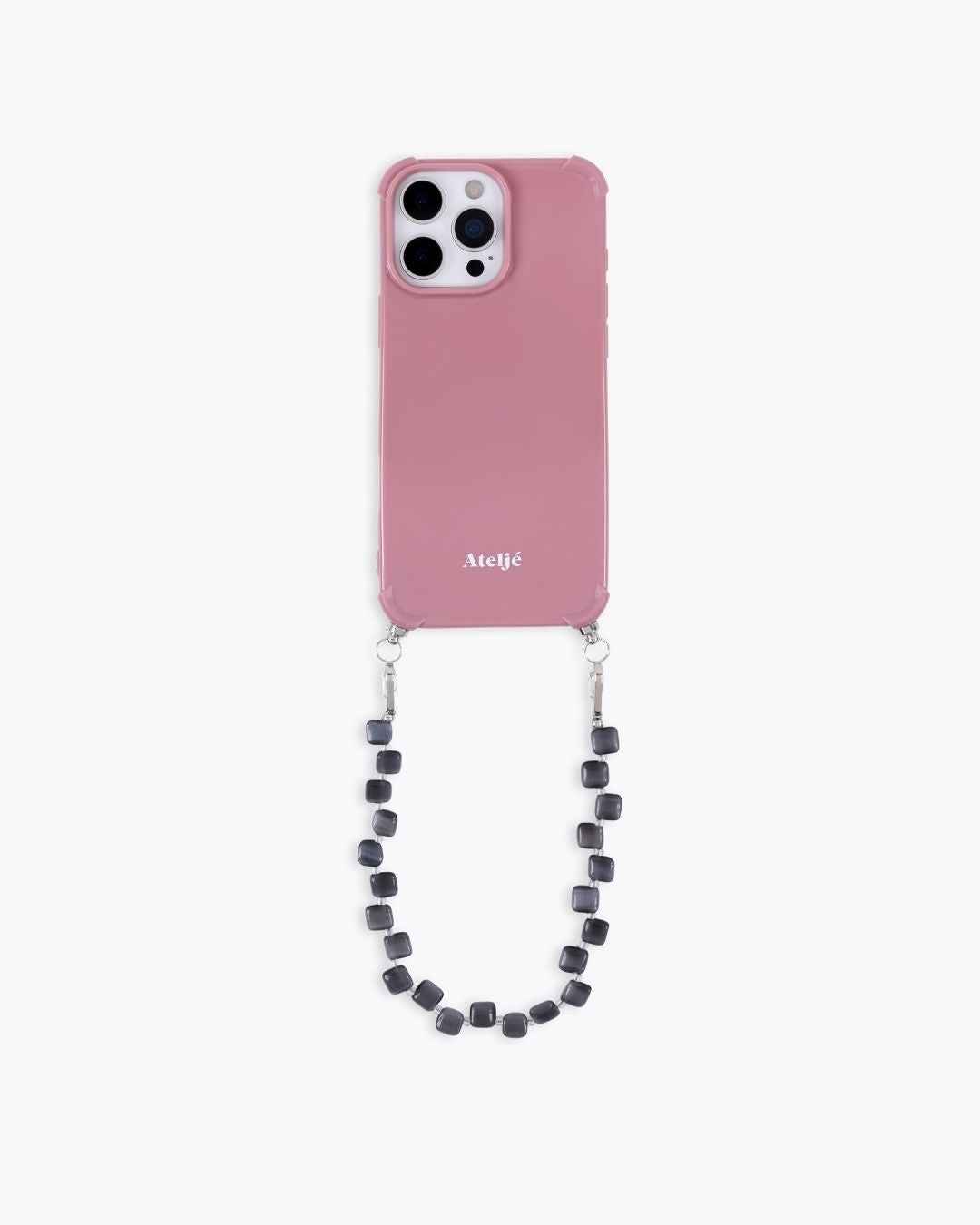Velvet pink recycled iPhone case with Pebble cord