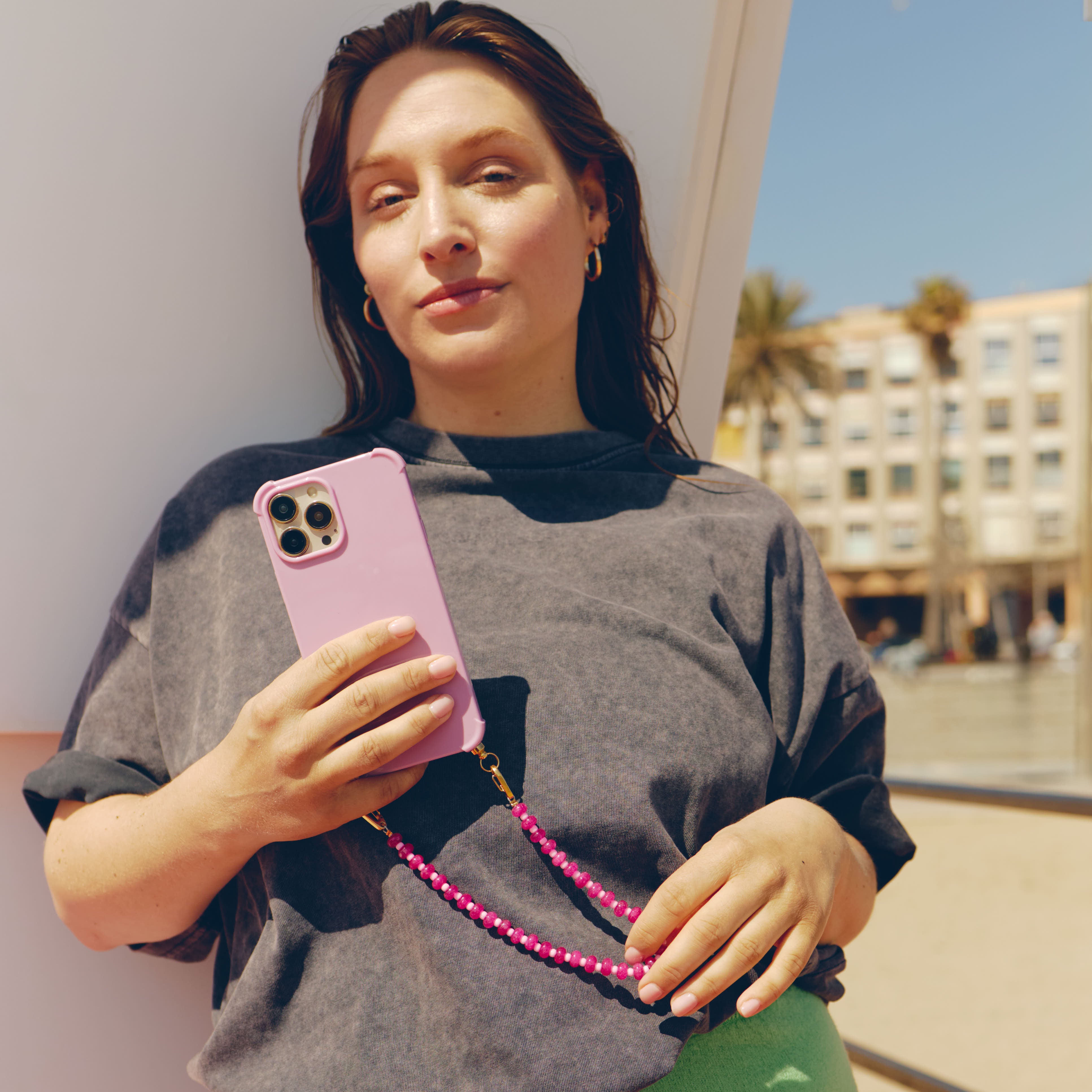 Vintage pink recycled iPhone case - no cord