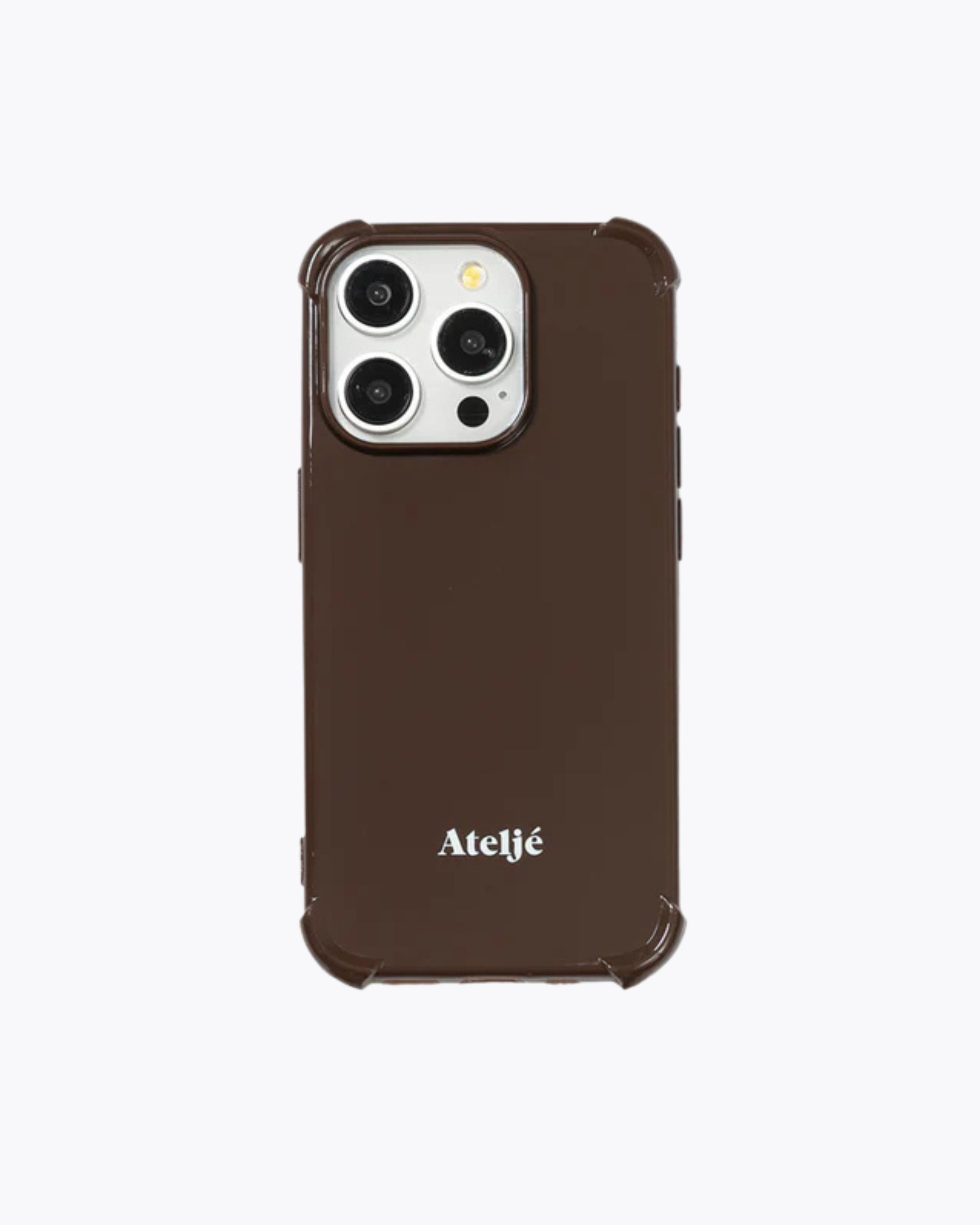 Dunkelbraune, recycelte iPhone-Hülle – ohne Ringe