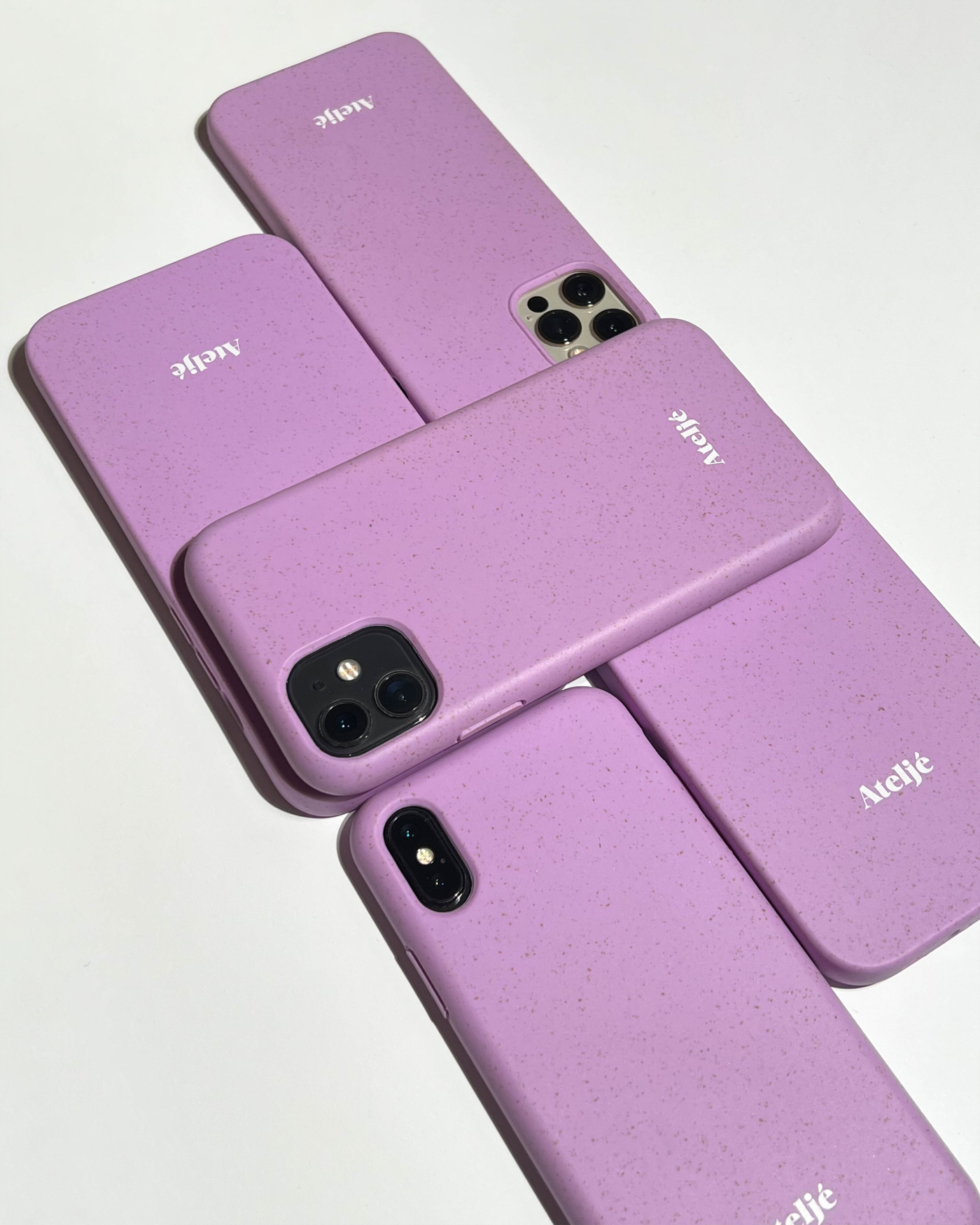 Fliederfarbene, biologisch abbaubare iPhone-Hülle – ohne Ringe
