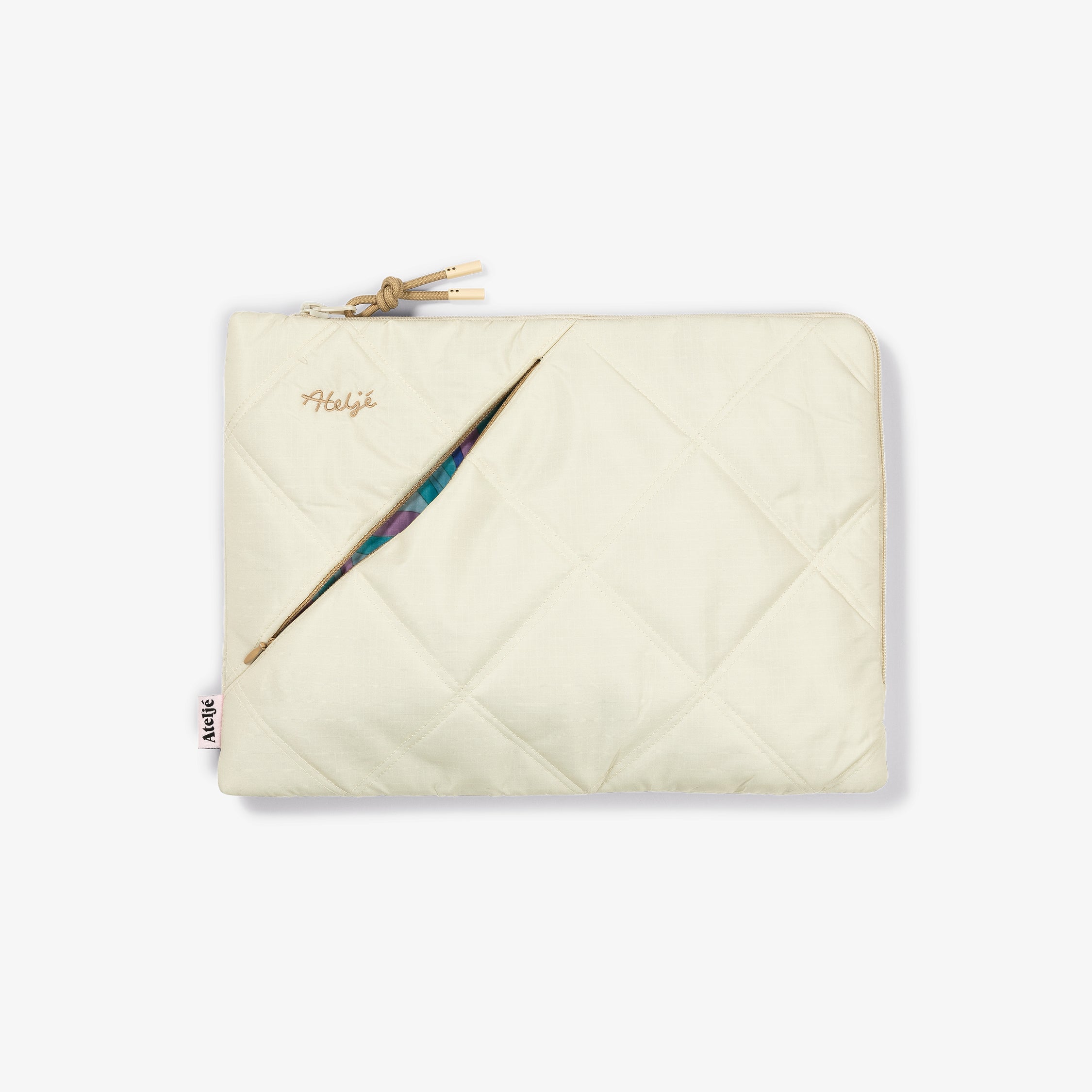 Puffy recycled laptop sleeve - Sand