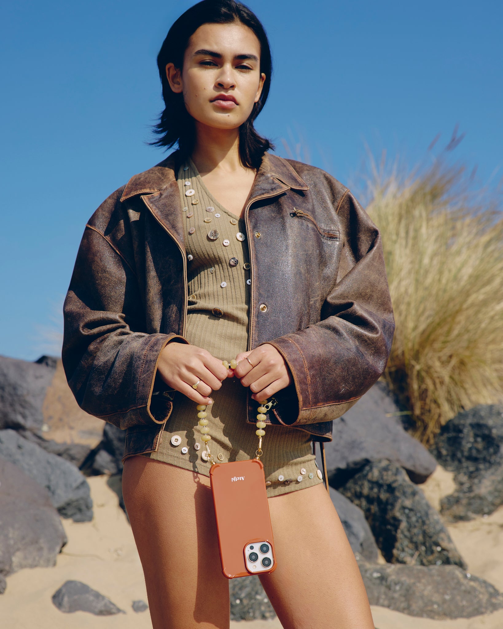 Safran recycelte Hülle mit Bare Kordel