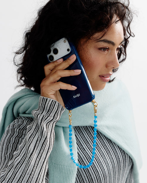 Indigo recycled iPhone case with Got the blues cord