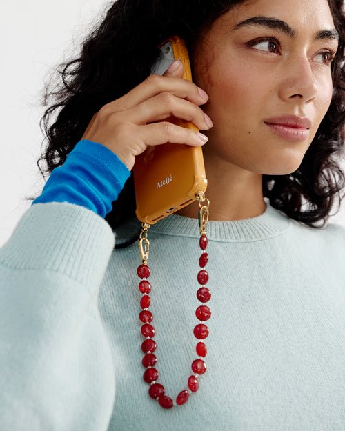 Apricot recycled iPhone case with Ruby cord