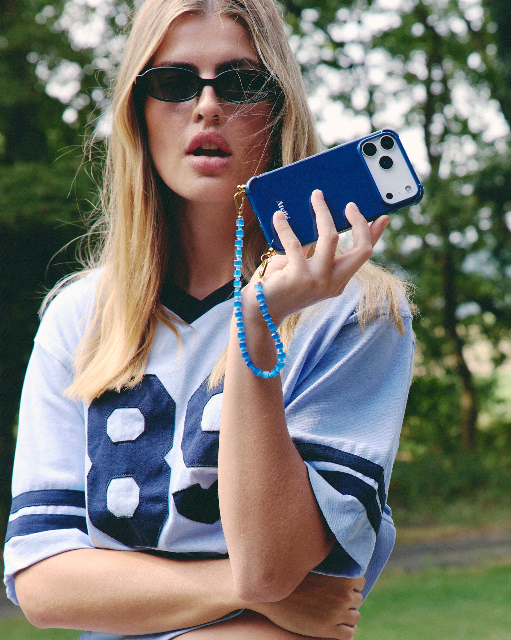 Indigo recycled iPhone case with Got the blues cord