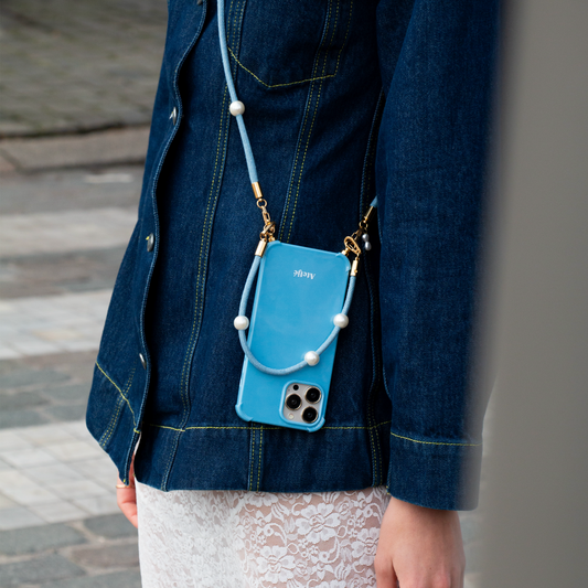 Something blue recycled iPhone case with Summer sky and Dreamy denim cord