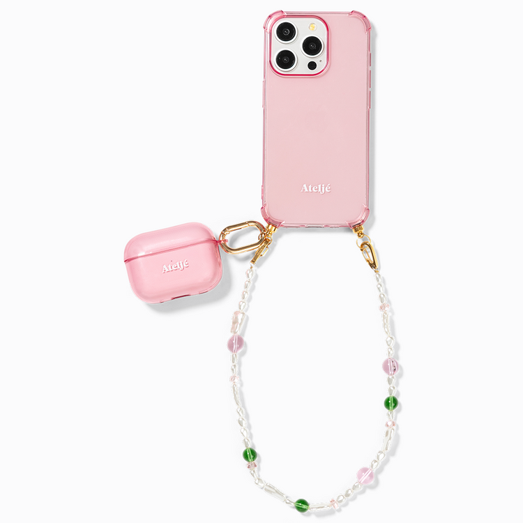 Bubblegum recycled iPhone case with Candy crush cord and Airpod case - PRO