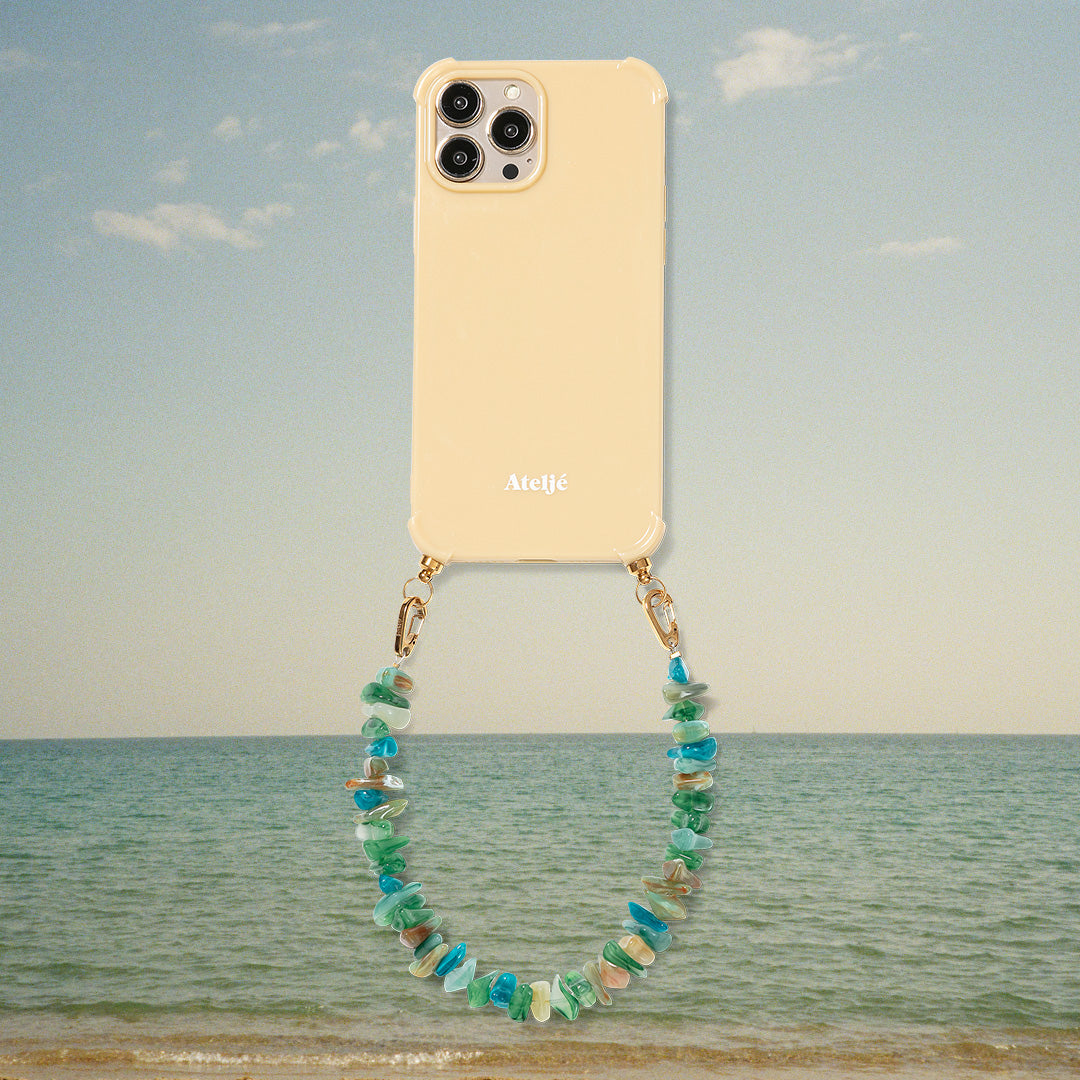 Butter yellow recycled case with Chunky seafoam cord