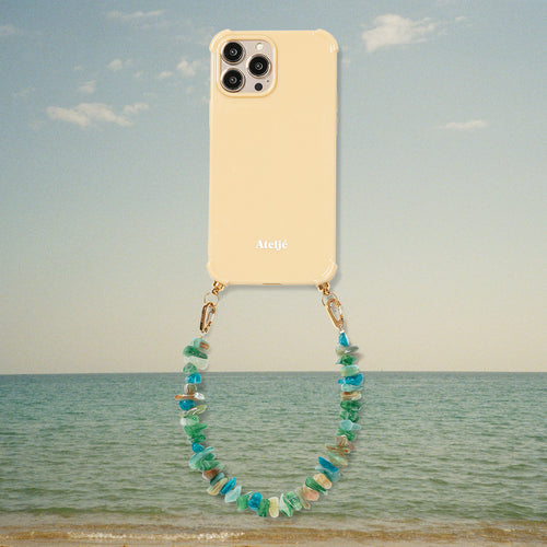 Butter yellow recycled case with Chunky seafoam cord