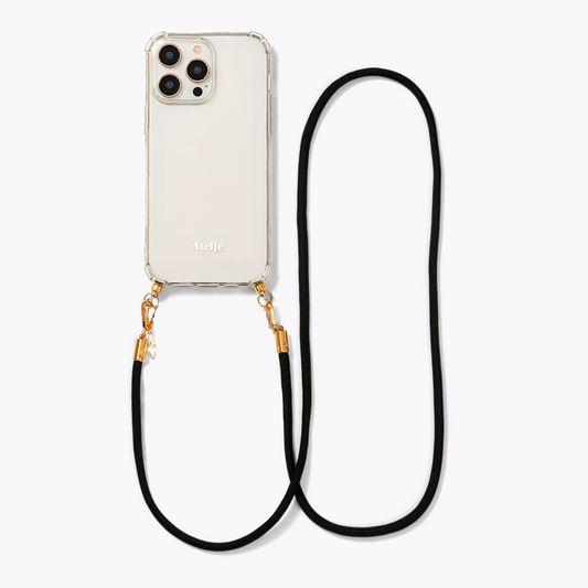 Transparant recycled iPhone case with Midnight cord