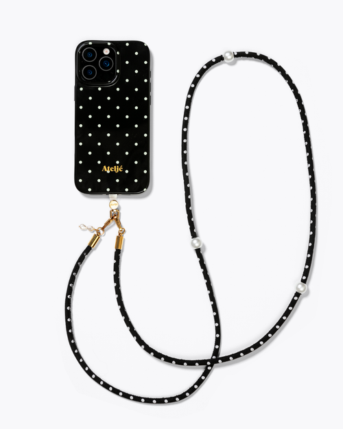 Black polkadot case with Hit the spot cord