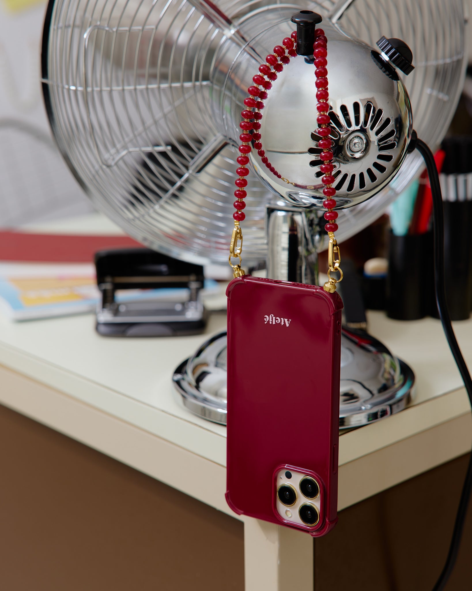 Bold burgundy recycled iPhone case - no cord