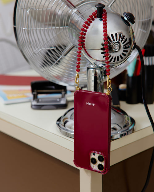 Bold burgundy recycled iPhone case - no cord