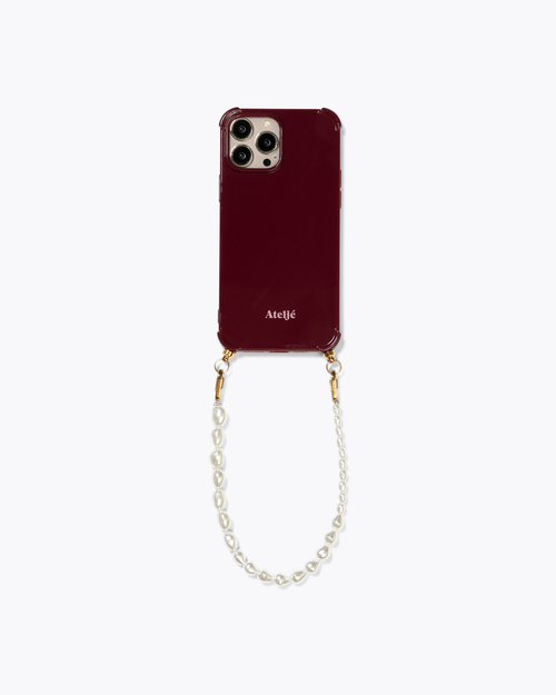 Bold burgundy recycled case with Hold the line cord