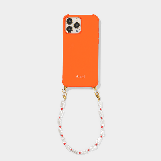 Burntorange phone case with tangerine pearl phone cord 