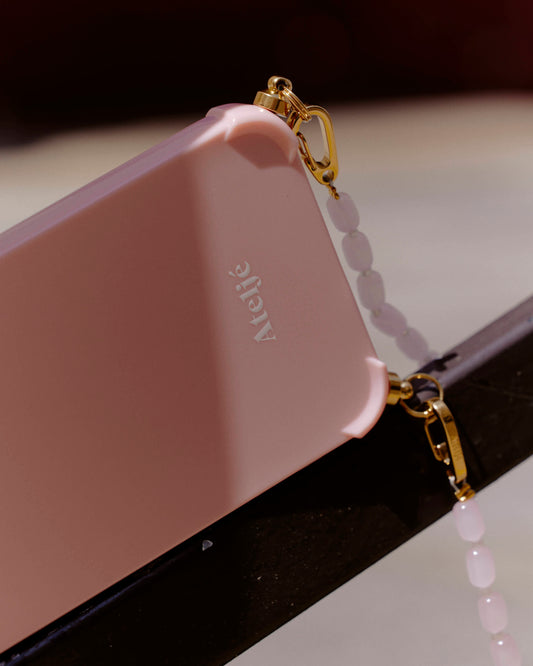 Pink clay recycled iPhone case with Cloudy cord