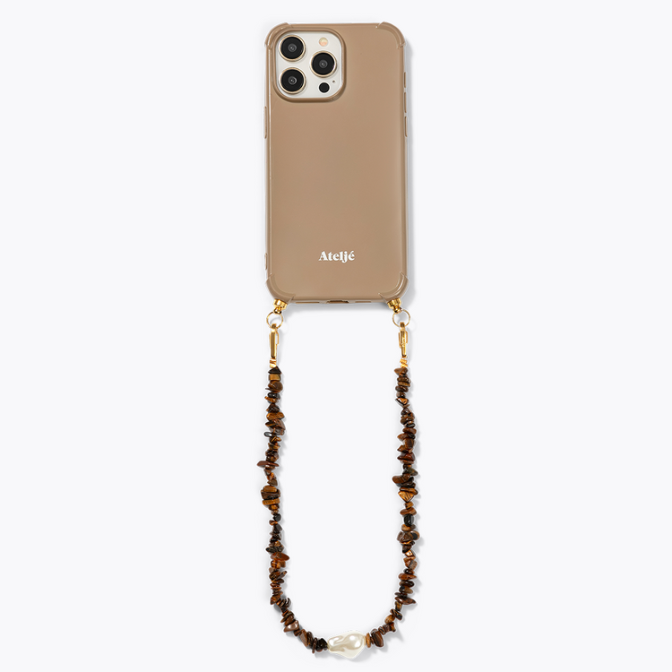 Caramel recycled iPhone case with Down to earth cord