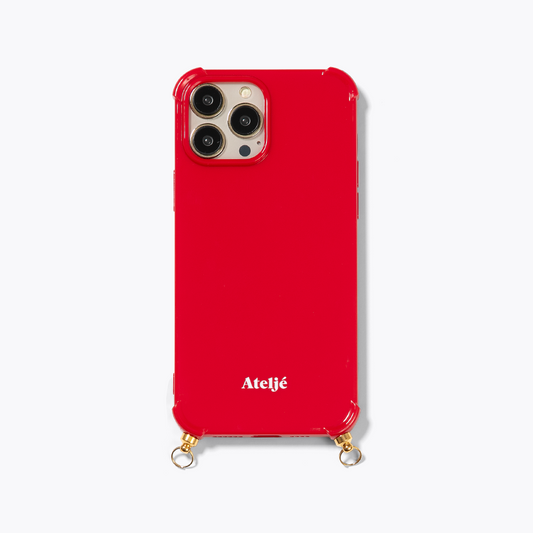 Classic red recycled iPhone case with Stardust pearl cord - PRE-ORDER