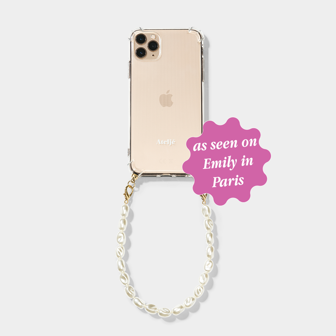 Clear phone case with cloudy phone cord atelje emily in paris