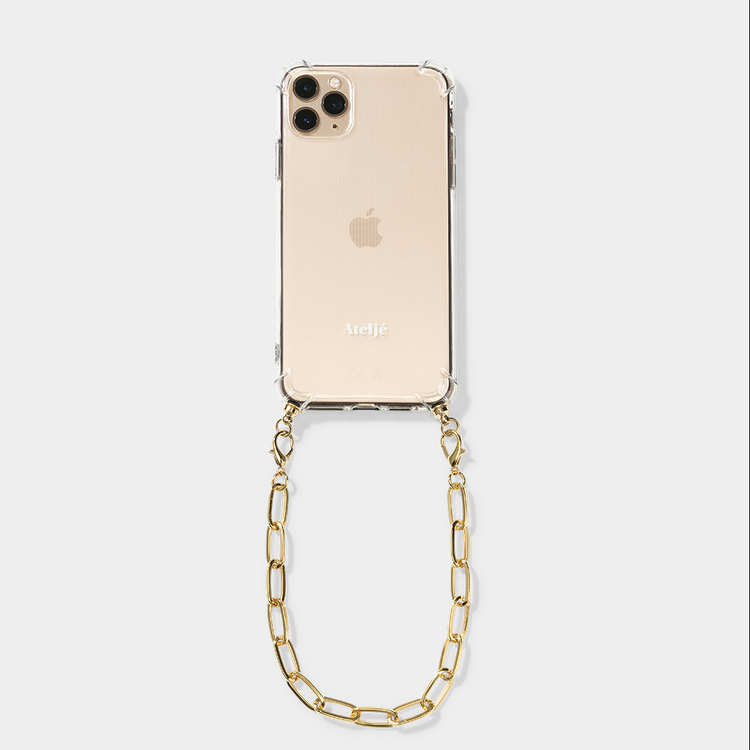 Phone case transparent with gold phone cord atelje