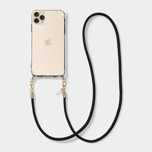 Clear phone case met midnight phone cord long 