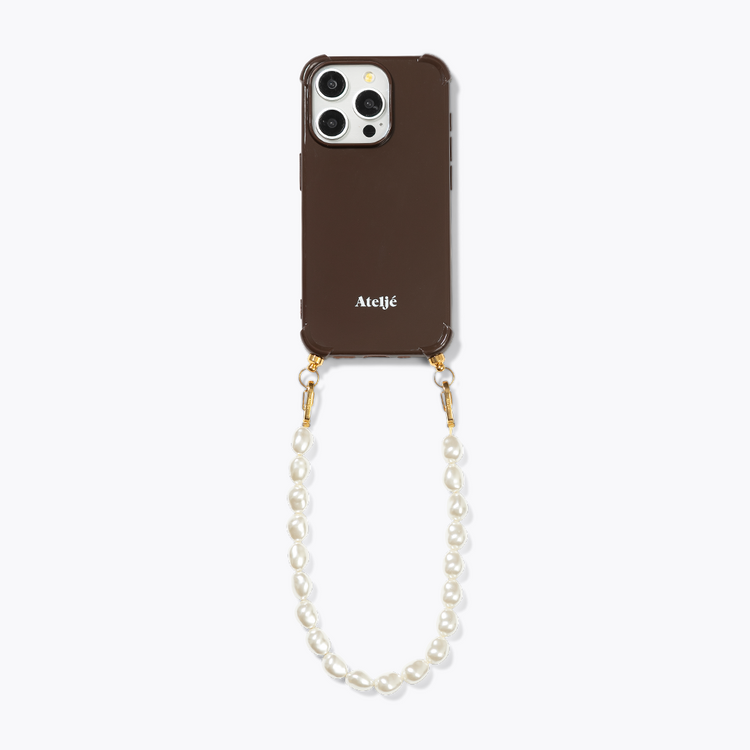 Dark brown recycled iPhone case with Cloudy 2.0 cord