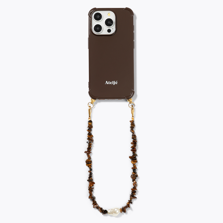 Dark brown recycled iPhone case with Down to earth cord - PRE ORDER