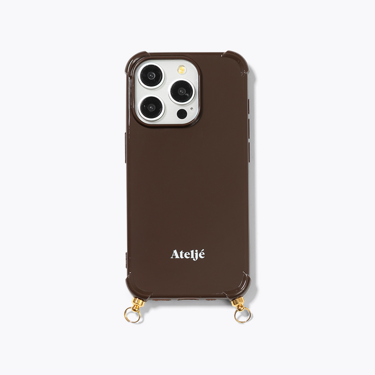 Dark brown recycled iPhone case with Amber haze cord