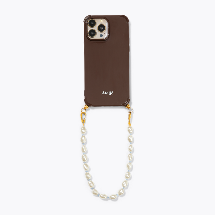 Dark brown recycled iPhone case with Lustre cord