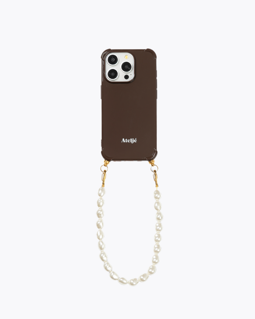 Dark brown recycled iPhone case with Cloudy 2.0 cord
