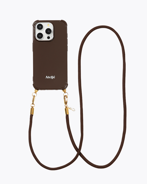 Dark brown recycled iPhone case with Terra cord