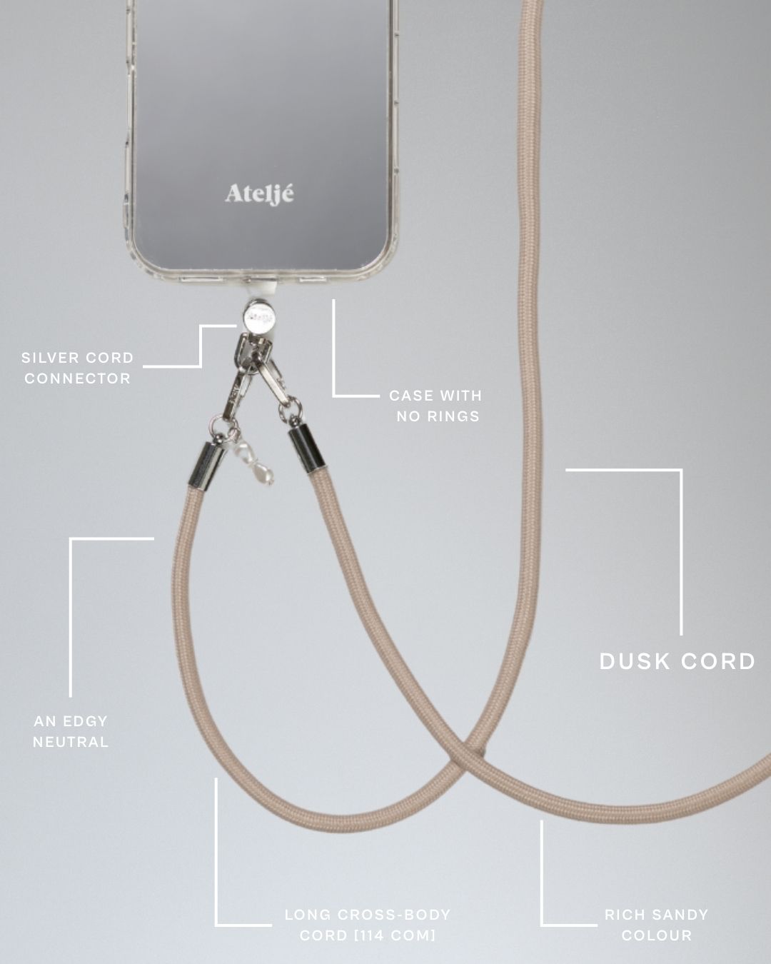 Mirror case no rings with Dusk cord