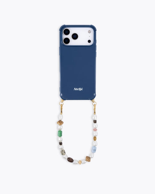 Indigo recycled iPhone case with Mosaic cord