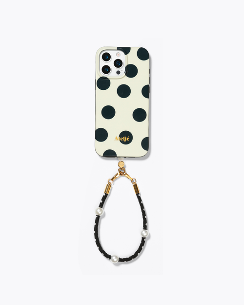 Ivory polkadot case with Polka cord