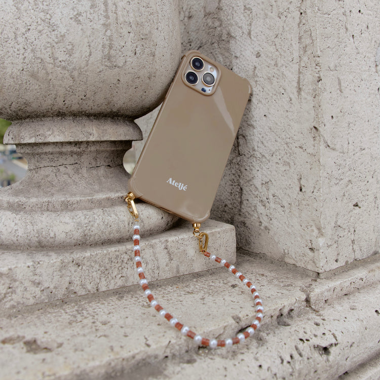 Caramel recycled iPhone case with Amber haze cord - PRE ORDER