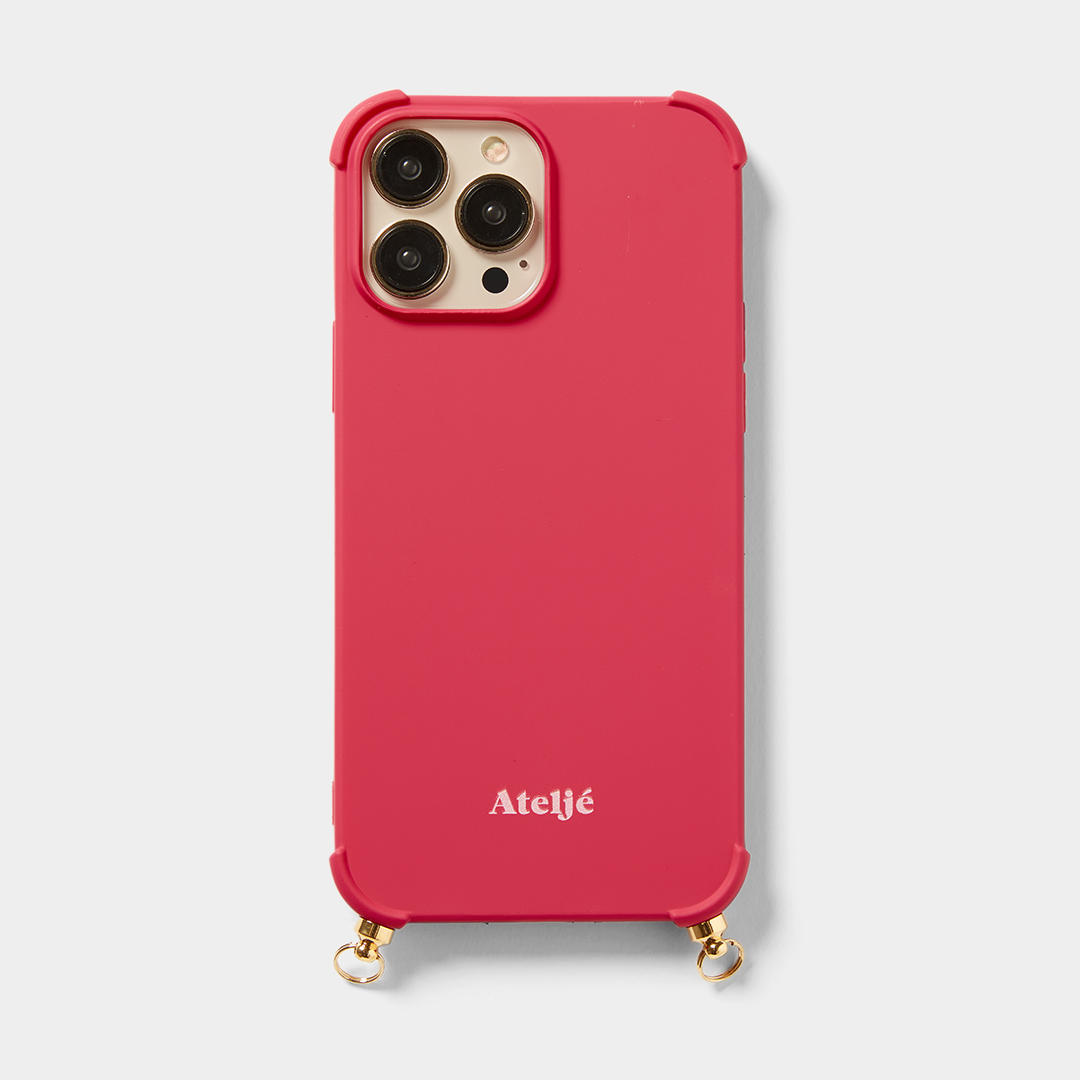 peony phone case with gold rings for attachable phone cord
