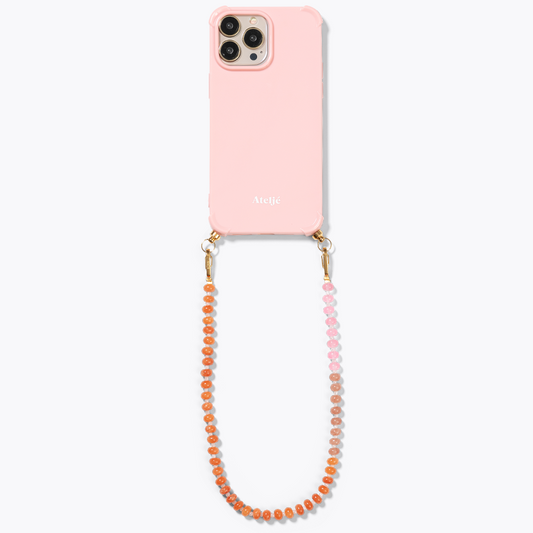 Pink clay recycled iPhone case with Eternal flame cord