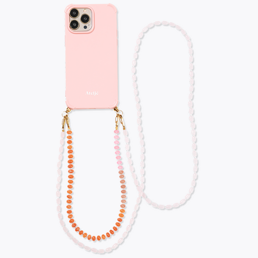 Pink clay recycled iPhone case with Eternal flame and Harmony cord