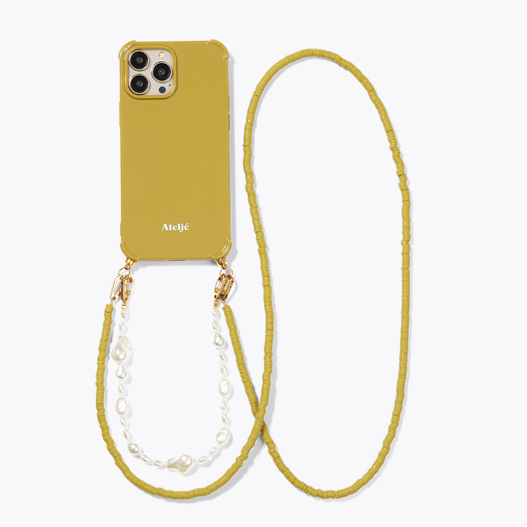 Pistachio green recycled iPhone case with Serenity and Limelight cord