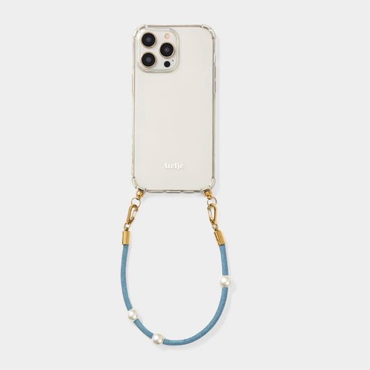Transparant phone case with dreamy denim phone cord ateljé