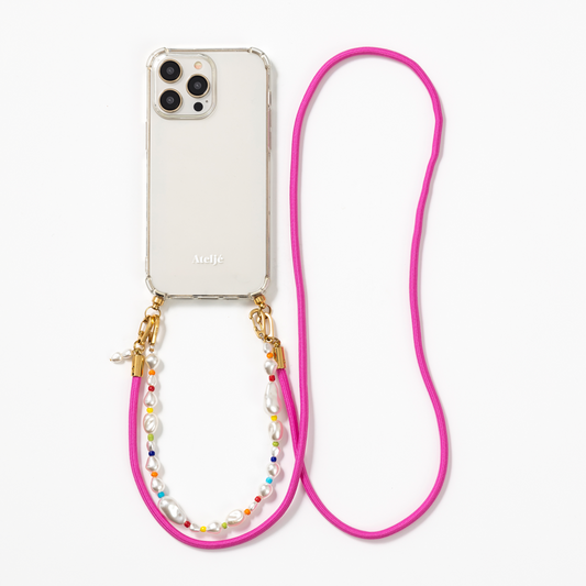 Transparant recycled iPhone case with Spice and Good vibes cord