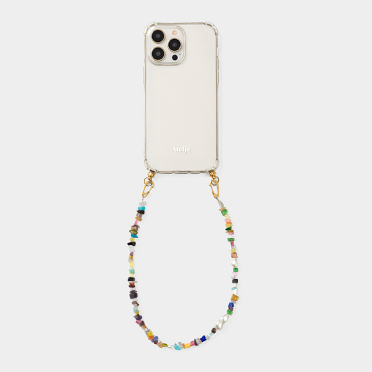 Transparant recycled iPhone case with Hidden gem cord