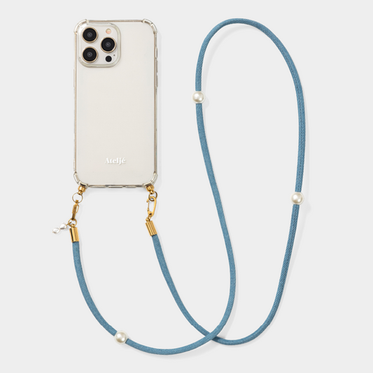 Transparant recycled iPhone case with Summer sky cord